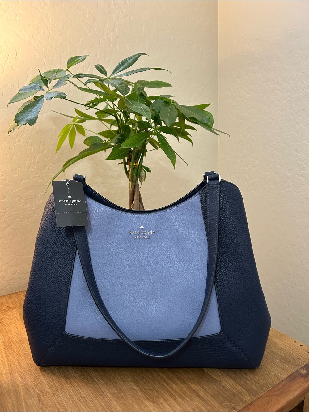 kate spade Two-Tone Navy and Light Blue Leather Shoulder Bag